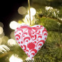handmade hand painted and decorated blue and silver glitter christmas wooden bauble