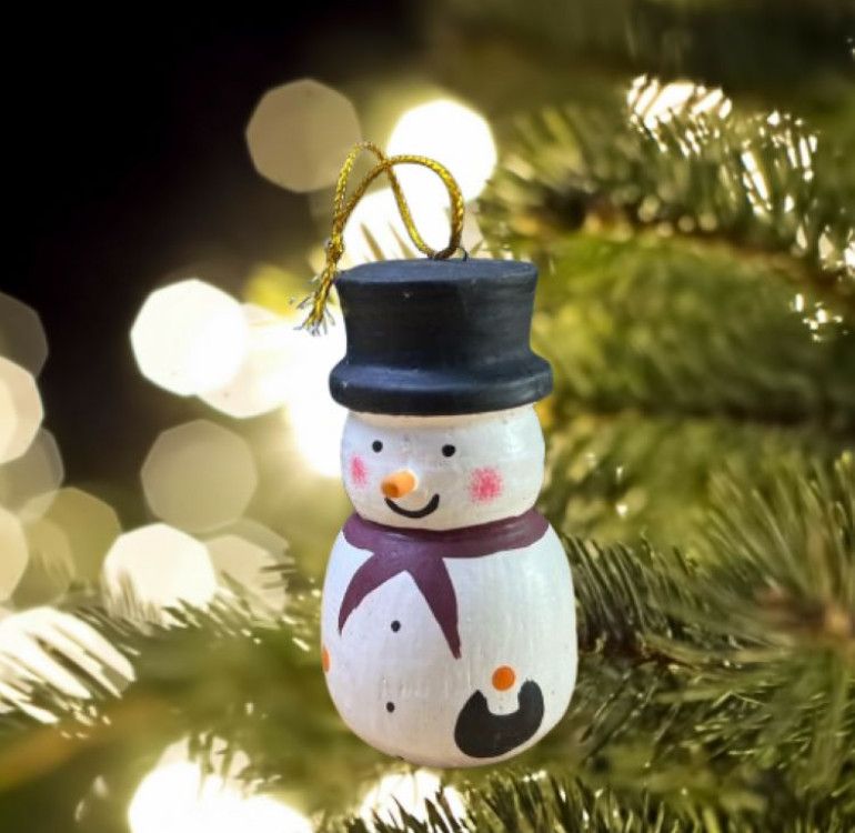 handmade hand painted snowman decoration