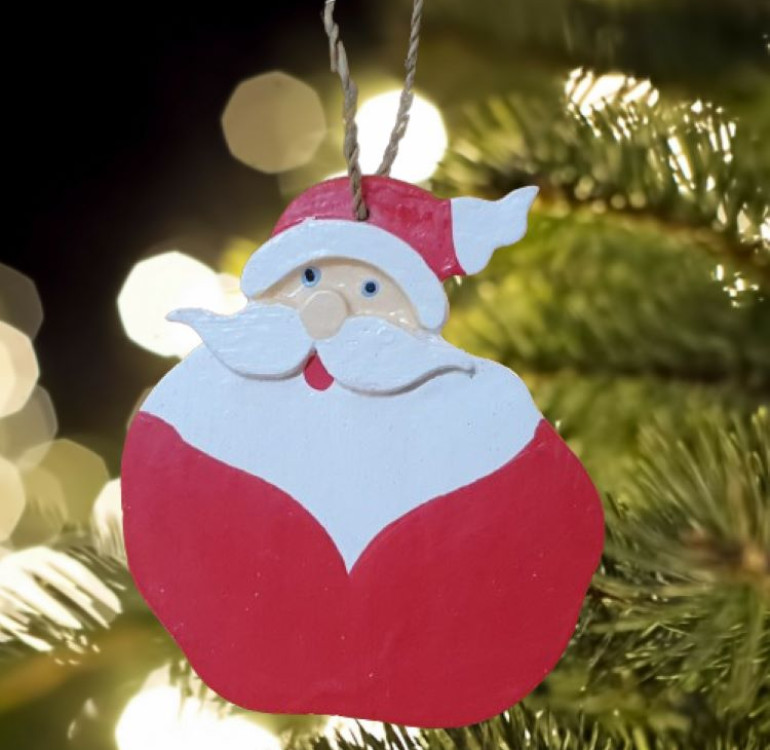 handmade and hand painted Santa Christmas tree decoration