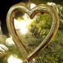 handmade and hand painted golden heart Christmas tree decoration