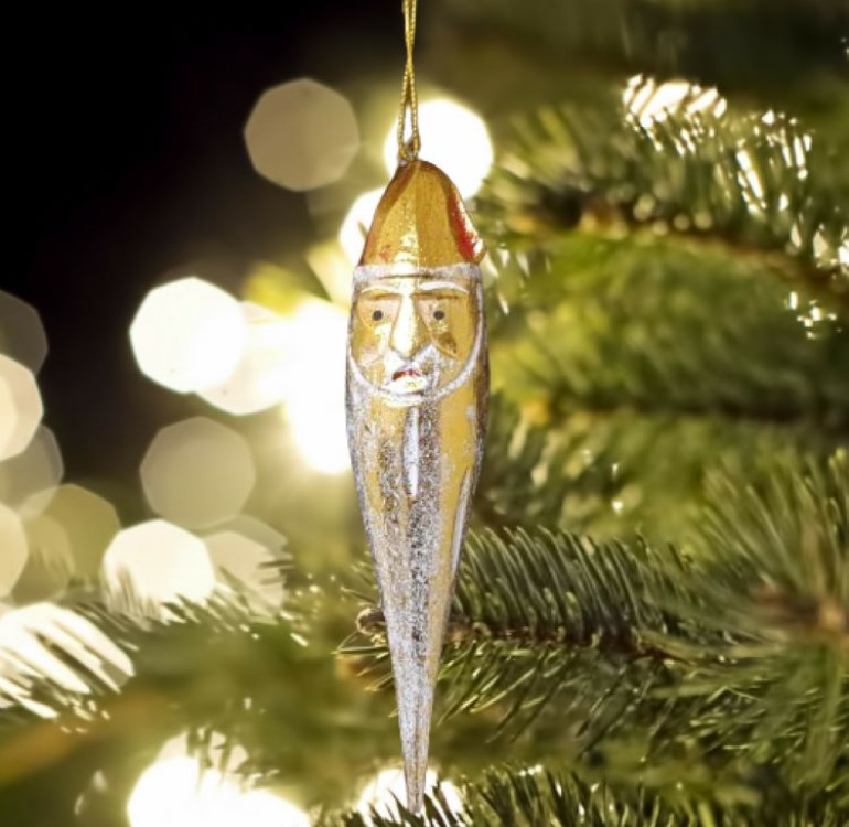 handmade and hand painted Santa Christmas tree decoration