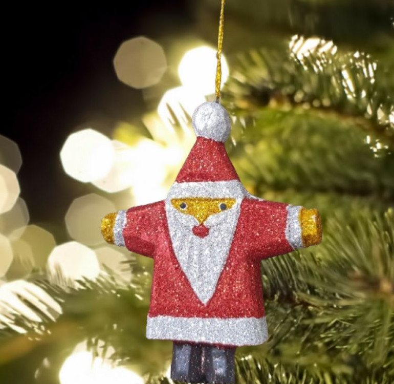 handmade glitter Santa Christmas tree decoration