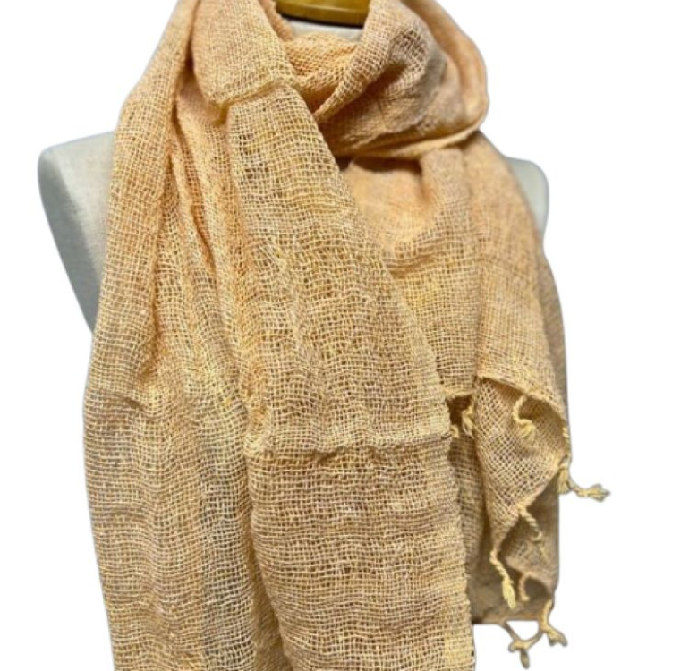 Summer woven salmon and white lightweight neck scarf