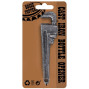 a cast iron bottle opener in the shape of a spanner