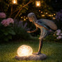 A resin standing fairy looking down at a solar bubble light