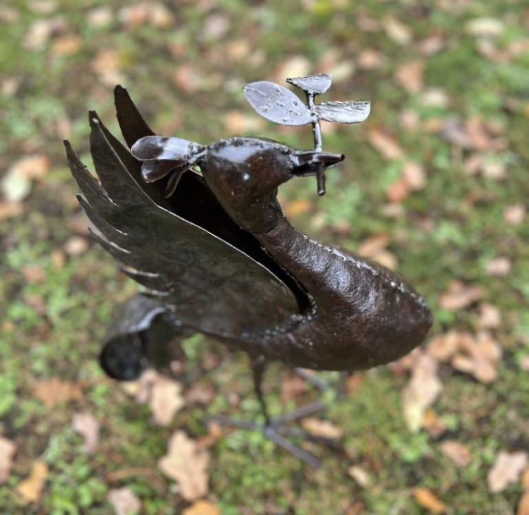 Hand Crafted Metal Springing Hare
