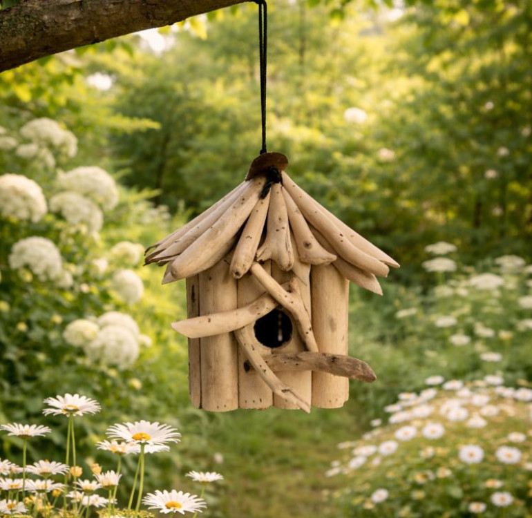 small driftwood handmade wall birdhouse nesting box