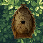 handcarved owl wooden hanging birdhouse nesting box