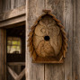handcarved owl wooden hanging birdhouse nesting box