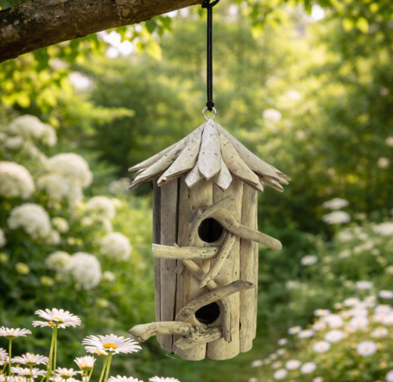 small driftwood handmade wall birdhouse nesting box
