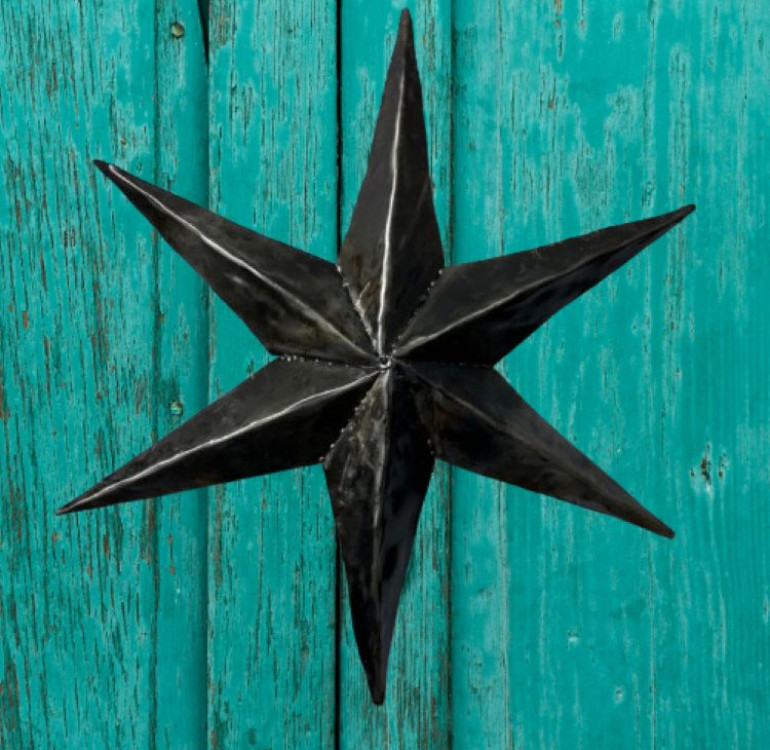 recycled metal handcrafted hanging star sculpture, beautifully polished finish for indoor or outdoor use
