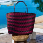 Recycled Plastic Bag with red and black weave