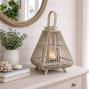 Medium square natural lantern with glass inner