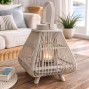 square shape natural bamboo lantern with glass inner lantern