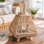 square shape natural bamboo lantern with glass inner lantern
