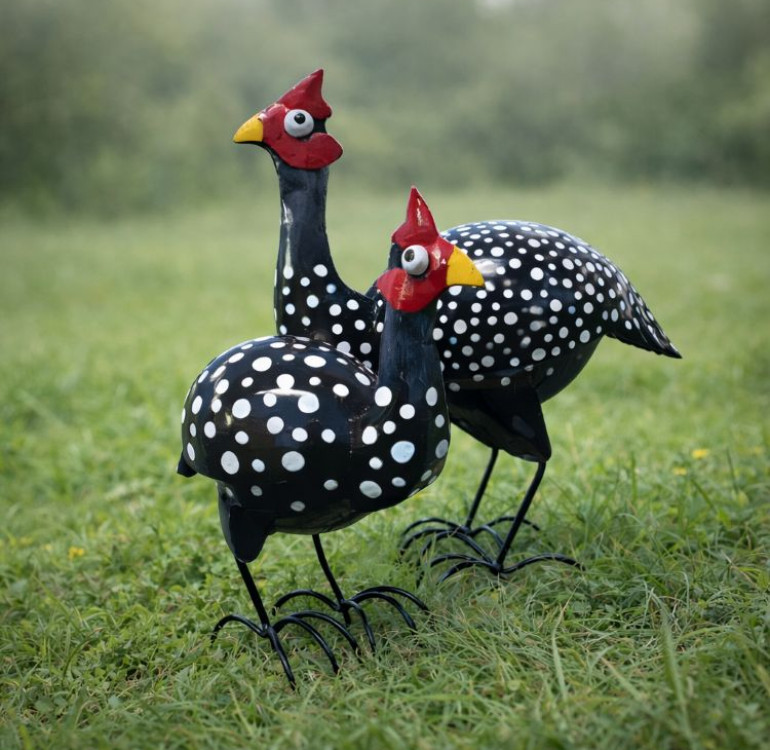 An image of a hand crafted metal Guinea Fowl sculpture