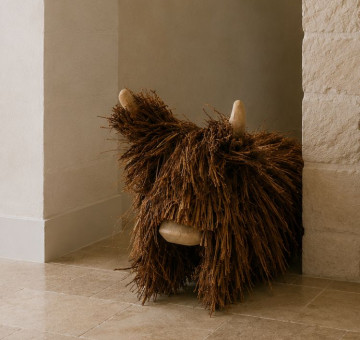 A rattan cow ornament