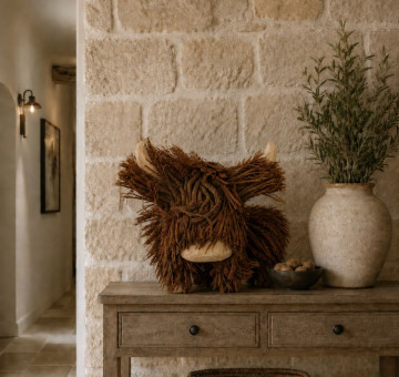 A rattan cow ornament