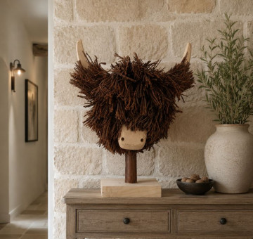 A rattan cow ornament