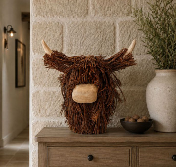 A rattan cow ornament
