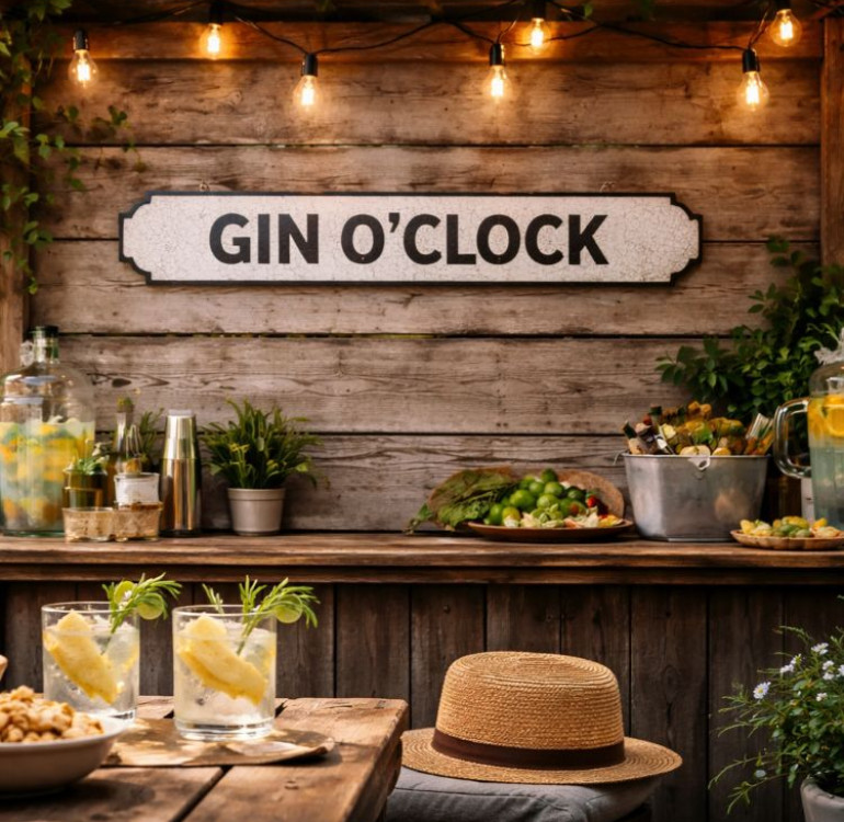 gin o'clock sign