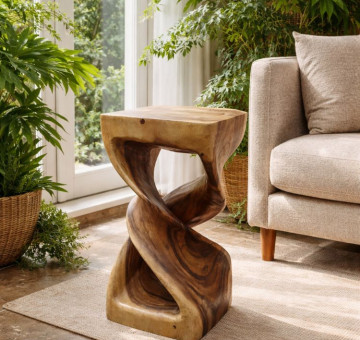 large-heart-twist-wooden-stool