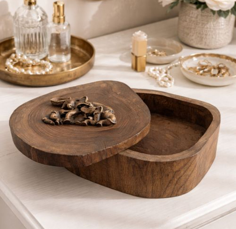 Hand Carved Wooden Entwined Hearts