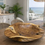 Carved Wooden Oak Leaf Bowl