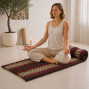 kapok filled rollable mattress in a red and burg pattern design
