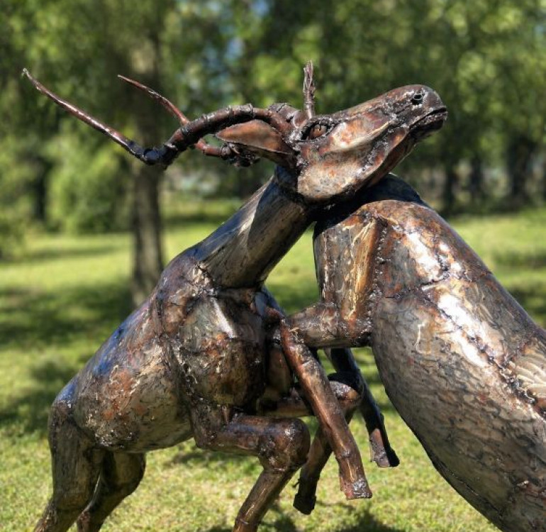 Large Recycled Metal antelopes