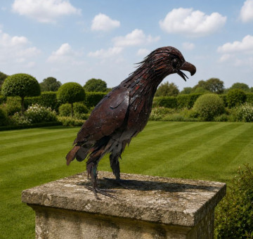 Hand crafted from recycled metal Eagle sculpture