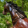 a recycled metal horse sculpture, statue for the garden