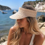 navy and natural weave rattan summer sun visor