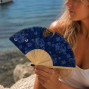 navy and natural weave rattan summer sun visor