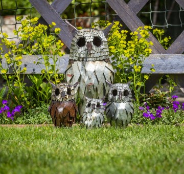 Metal Sculpture African Creations Silver Owl
