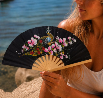 navy and natural weave rattan summer sun visor