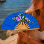 hand painted blue fans fan
