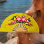 hand painted Yellow fans fan