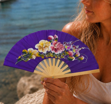 hand painted purple fans fan