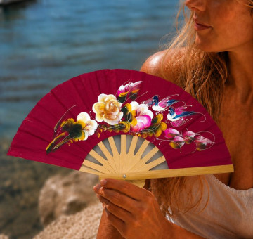 hand painted Red fans fan