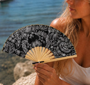 Black and white fabric fans