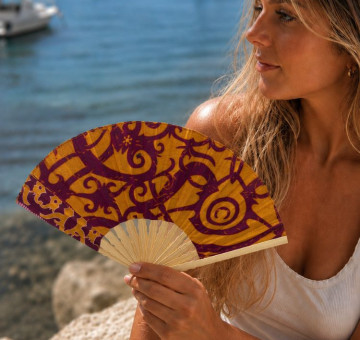 Burgundy fabric fans
