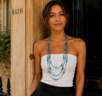 handcrafted long beaded and shell necklace