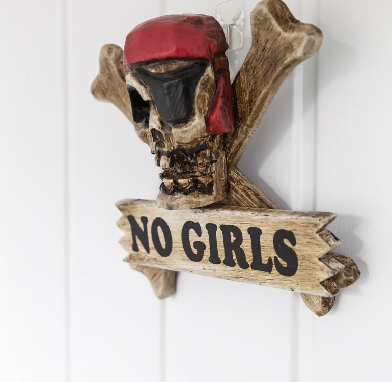 No Girls Pirate skull & crossbones plaque