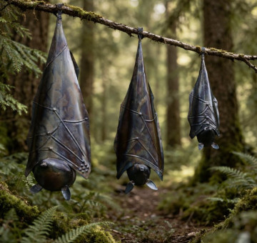 Hanging Bat with Folded Wings