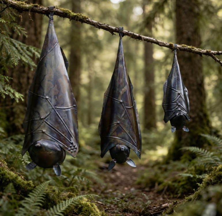 Hanging Bat with Folded Wings