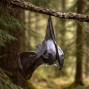 Hanging Bat with Open Wing