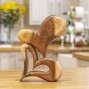 Hand Carved Wooden Double Hearts
