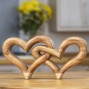 Hand Carved Wooden Entwined Hearts