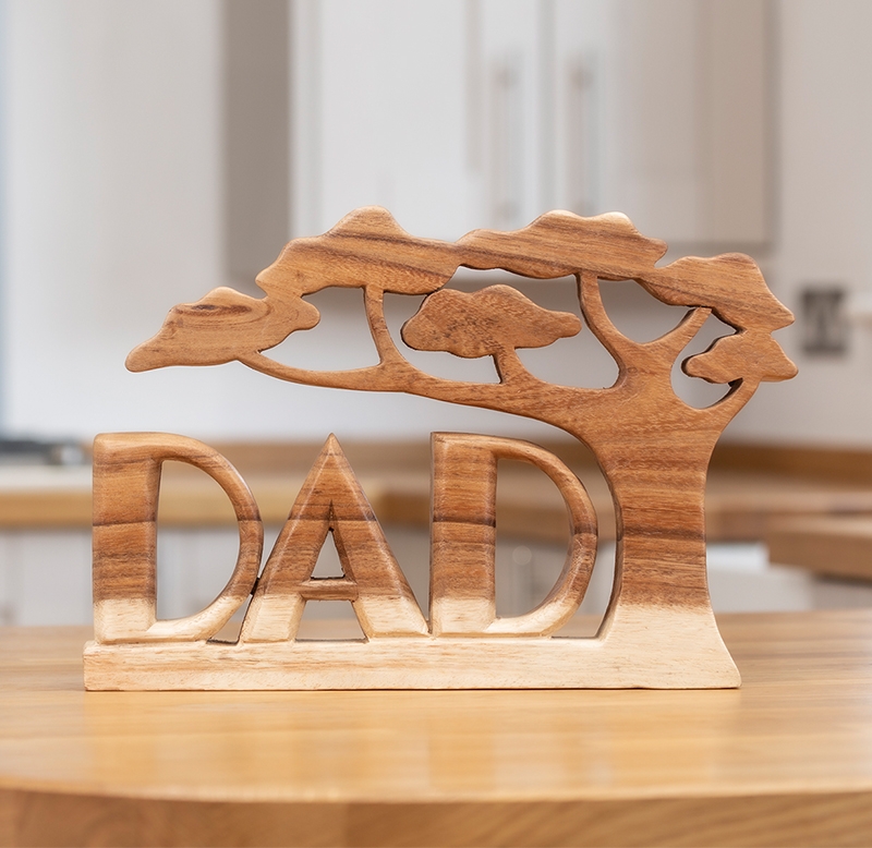 Carved Wooden Word Art Dad